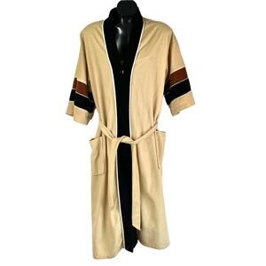 Vintage 80s After All Velour Robe Neutral Browns